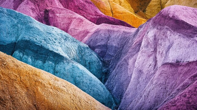 A colorful abstract landscape featuring bold, energetic colors blending into dramatic natural forms.