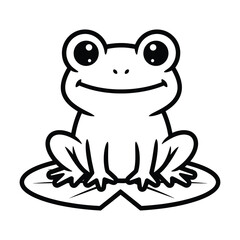 Cartoon Frog Sitting on a Lily Pad Vector Illustration Keywords: frog, cartoon, amphibian