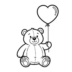 Cartoon teddy bear holding a heart-shaped balloon Keywords: teddy bear, toy, stuffed animal