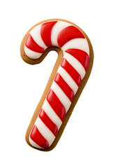 Red White Candy Cane Gingerbread Cookie Isolated Object