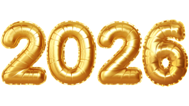 gold 2026 balloon numbers shiny metallic new year celebration party decoration