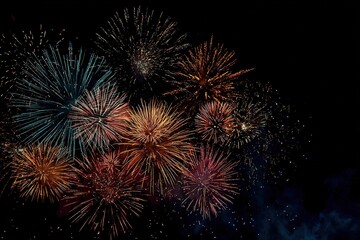 Dense Multicolor Fireworks Display in Dark Sky