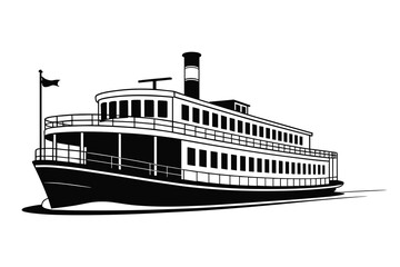 Obraz premium Steamboat Vector Illustration: Historic River Vessel for Nautical Transportation