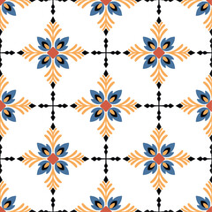 Tile seamless pattern design. With colourful motifs background.