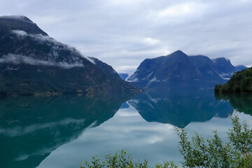 landscape with mountains and water - Stryn, Norway