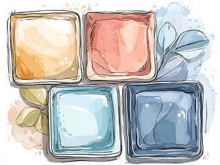 Watercolor Abstract Art: Pastel Hues and Nature Inspired Botanical Elements for Home Decor