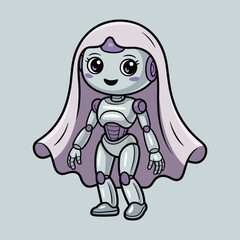 Cute female robot Halloween ghost, Girl ghost robot