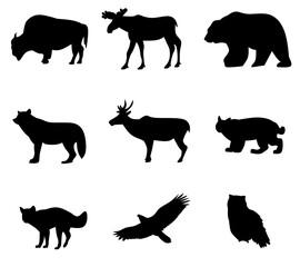 North American wildlife silhouette collection