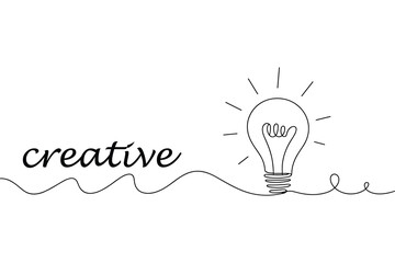 Creative Idea Light Bulb Vector Spark Inspiration Innovation Single Line Art © MintPixel Lab
