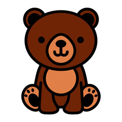 Adorable brown bear illustration perfect for children's books or playful designs, bringing a touch of whimsy and charm for any project needing a cute animal icon