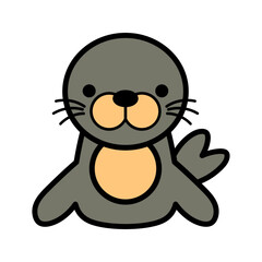 Adorable cartoon seal waving hello for kids designs and educational materials, cute marine animal illustration perfect for children's books and learning resources