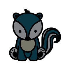 Whimsical skunk character perfect for children's designs, add a touch of nature and playful charm to your creative projects with this cute animal friend