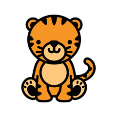 Adorable cartoon tiger cub illustration perfect for children's books and playful designs, bringing a touch of wild sweetness and innocent charm
