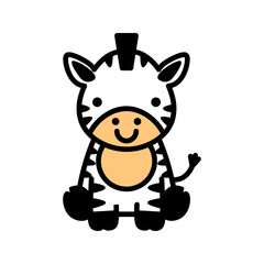 Adorable cartoon zebra with a sweet smile, perfect for children's books, educational materials, or playful designs that need a touch of wild cuteness