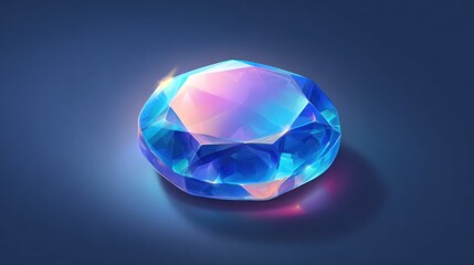 Radiant Iridescent Gemstone Glowing with Prismatic Blue and Pink Light