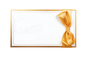 Elegant golden frame with a luxurious golden ribbon bow perfect for invitations announcements and formal occasions creating a sophisticated presentation