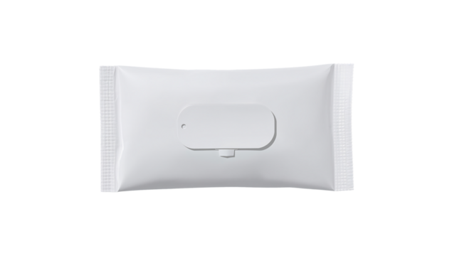 White Wet Wipe Package Mockup on Black Background for Hygiene and Cleaning Product Presentation