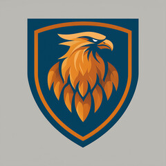 Modern Eagle Emblem Logo Design Illustration: Vibrant Shield and Mascot Identity in Minimalist Vector Art