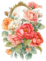 Vibrant Watercolor Rose: Elegant Spring Blooms Floral Art for Home Decor