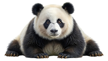 Adorable giant panda close-up portrait sitting calmly detailed fur texture peaceful expression