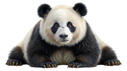 Adorable giant panda close-up portrait sitting calmly detailed fur texture peaceful expression