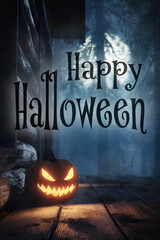 Halloween Greeting Card - Jack o'lantern at night