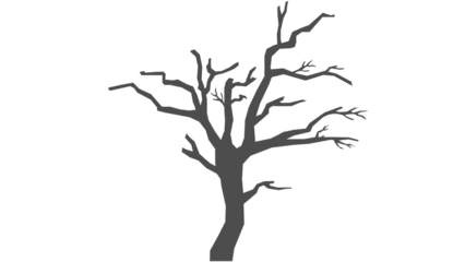 bare tree silhouette, leafless tree shape, winter tree branches, dead tree outline, dark branch structure, stark tree graphic, natural tree silhouette, dramatic branch pattern, isolated tree form, dry
