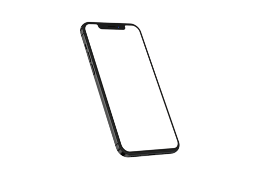 Modern Smartphone Isolated on Black Background Showing Sleek Design and Dark Screen for Customizable Mockup