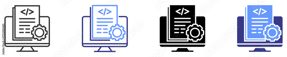 Wall mural programming icon set multiple style