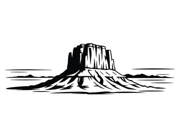 Monument Valley Vector Graphic: Desert Landscape Illustration in Silhouette Style