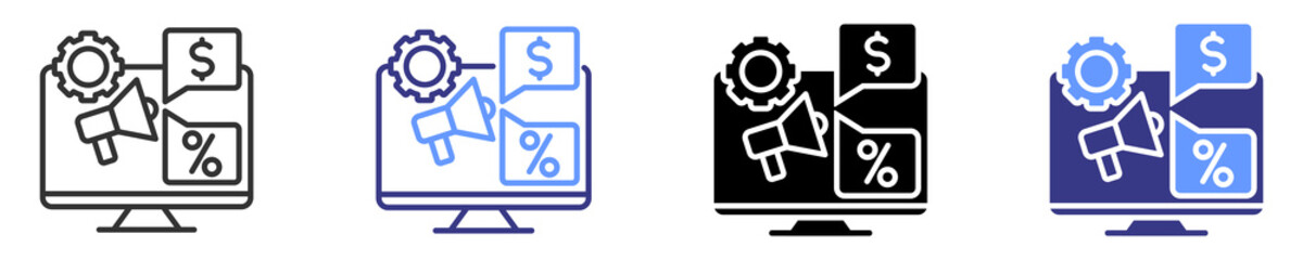 promotion e service icon set multiple style