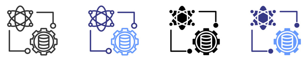 data science icon set multiple style