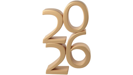 Golden 2026 numbers stacked vertically for elegant new year celebration