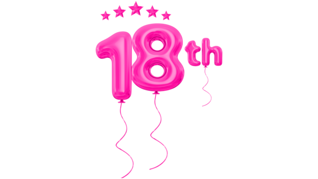 Pink shiny balloon number eighteen birthday celebration party decoration