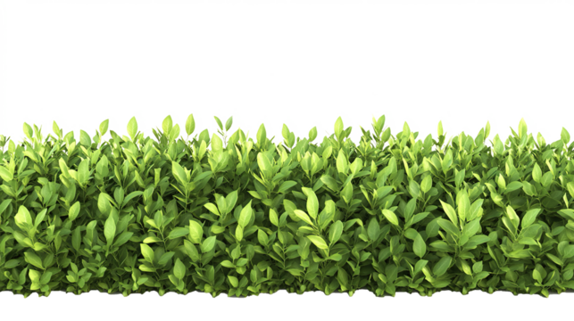 Border of green plants growing in neat rows on a transparent background