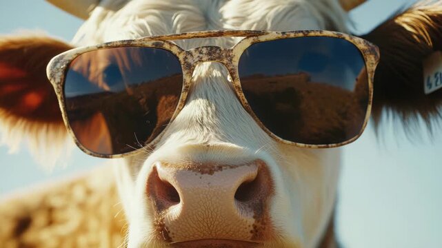 Cow with sunglasses
