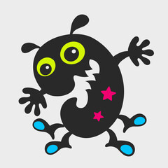 Toothy monster bully. Flat cartoon character design.