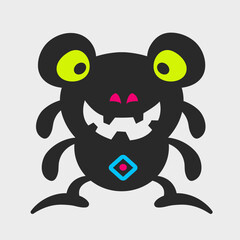 Frog monster. A quirky, cute monster. Flat cartoon character design.