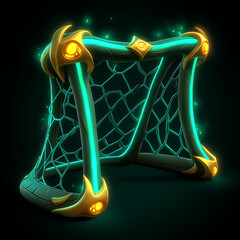 Fantasy Sports Magical Goal Net Concept Art - Ethereal 3D Model with Glowing Webbed Design