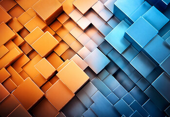 Abstract blue and orange background with squares
