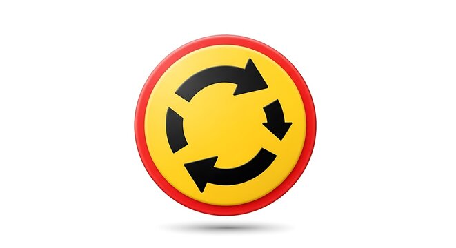 Roundabout traffic sign vector illustration for road safety and driving regulations awareness campaign