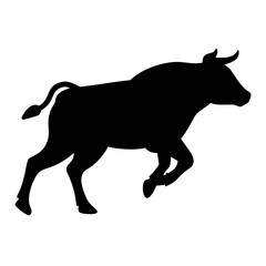 Photorealistic Running Black and white Cow Silhouette