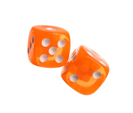 Orange dices on white background