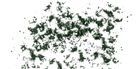 Abstract pixel art pattern with subtle green hues emerging from a dark blocky composition isolated on transparent background