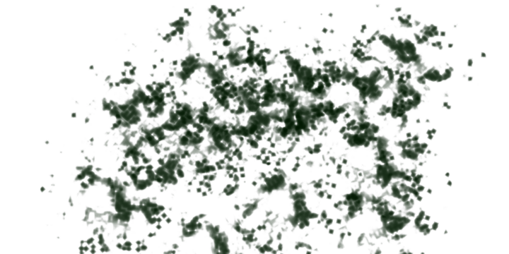 Abstract pixel art pattern with subtle green hues emerging from a dark blocky composition isolated on transparent background - Powered by Adobe