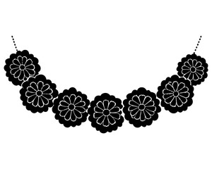 Marigold Flower Garland Vector, Cempasúchil Floral Decoration for Día de los Muertos Celebration isolated on white background