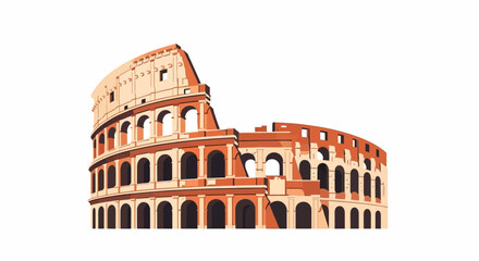 Stylized architectural illustration of the Colosseum on a clean white backdrop for digital designs