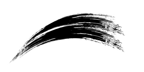 Vector make-up cosmetic mascara brush stroke texture design isolated on white. Realistic mascara smear template. Mascara eyelashes brush stroke makeup. Black hand drawn lash scribble swatch.