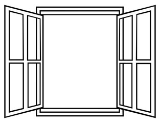 Open window frame icon. Editable color vector