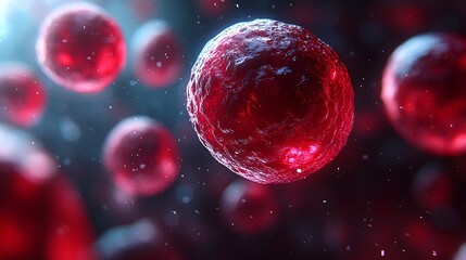 Naklejka premium Red Blood Cells Microscopic View Realistic Fluid Simulation